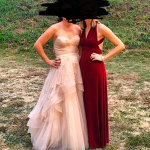 Wine colored long maxi dress